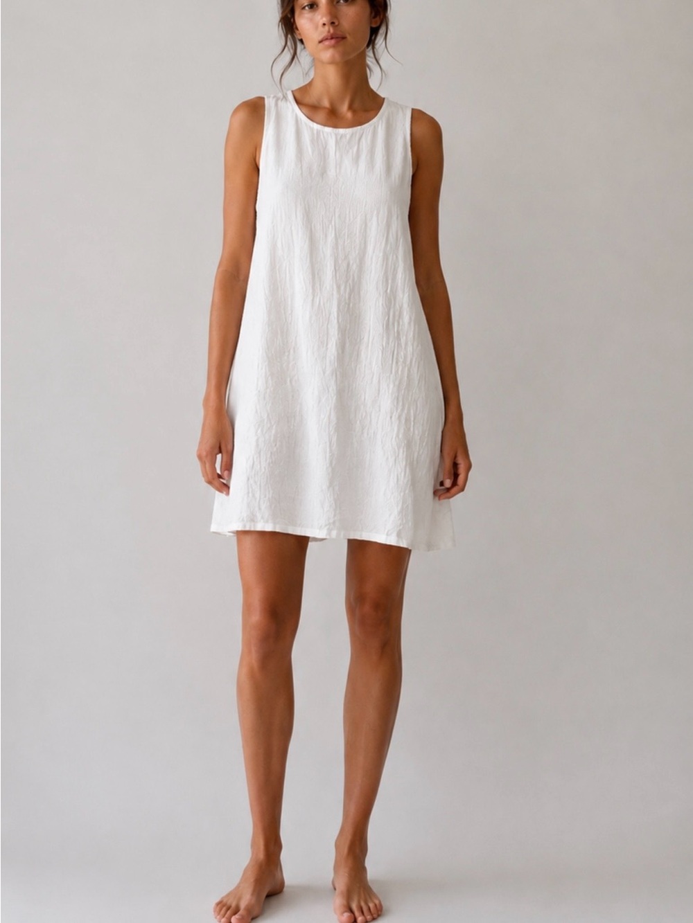 Shades of Linen Clothing Crinkle Linen Cotton Tunic Dress White L Canada